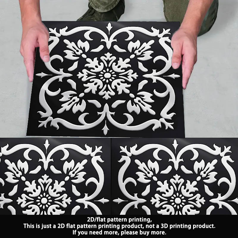 10pcs 2d flat black and white   floral carved   self   floor mat 11 81x11 81in 30x30cm pvc floor sticker self     pattern floor mat