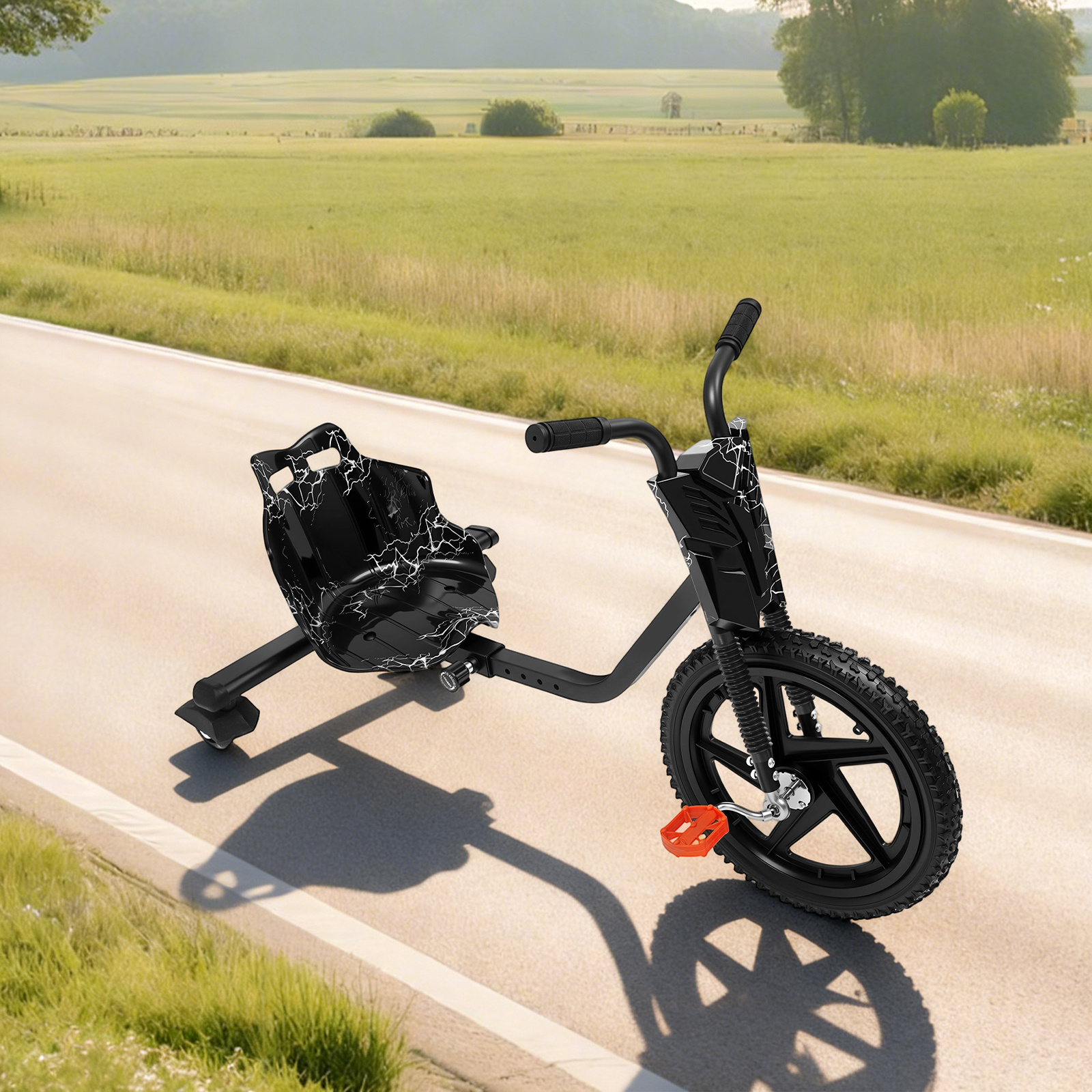 Image of Black Foot-powered Adjustable Length 4-speed 176 Lbs Weight Capacity Anti-slip Foot Pedals Outdoor Riding