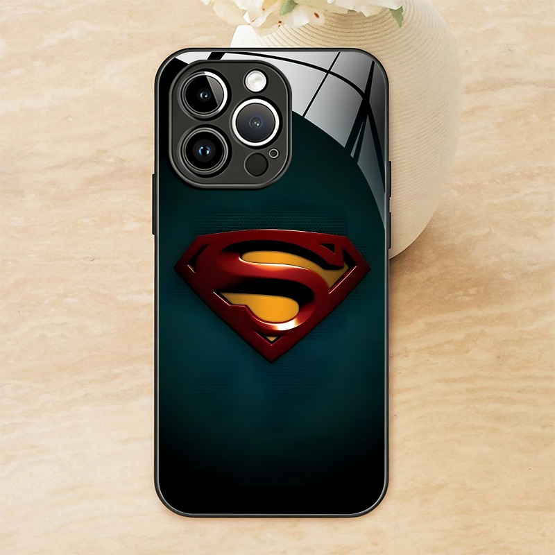 TEMU Phone Case: Warner Officially Licensed Superman Hexagon Shield Emblem Tempered Glass Phone Case Compatible With Iphone 18 17 16 15 14 13 12 11