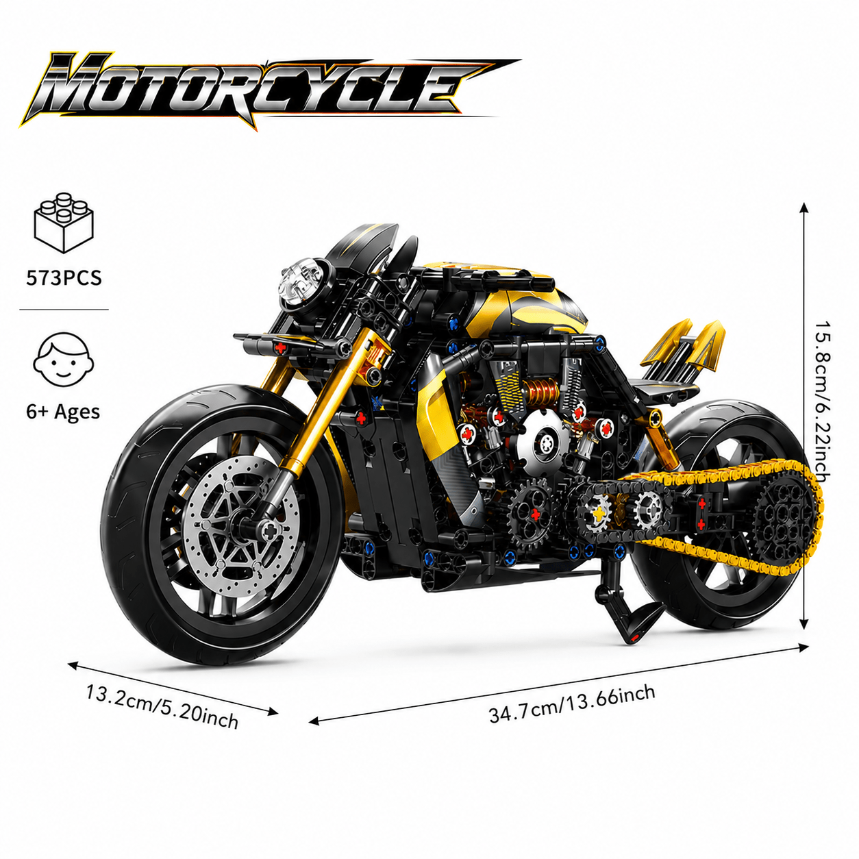 573pcs Motorcycle Detailed DIY Creative Building Blocks Toy Set