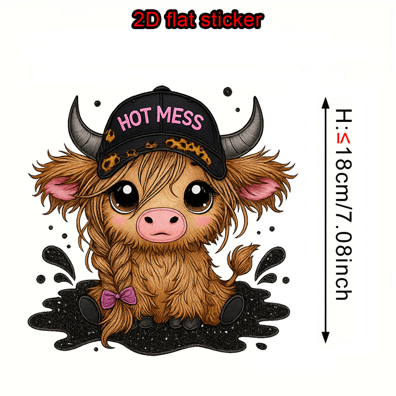 TEMU 1pc Cute Cow With & Pink Bow Iron-on Transfer Sticker - High Quality Vinyl Patch Suitable For T-shirts, Jackets, Backpacks, Diy Crafts - Durable