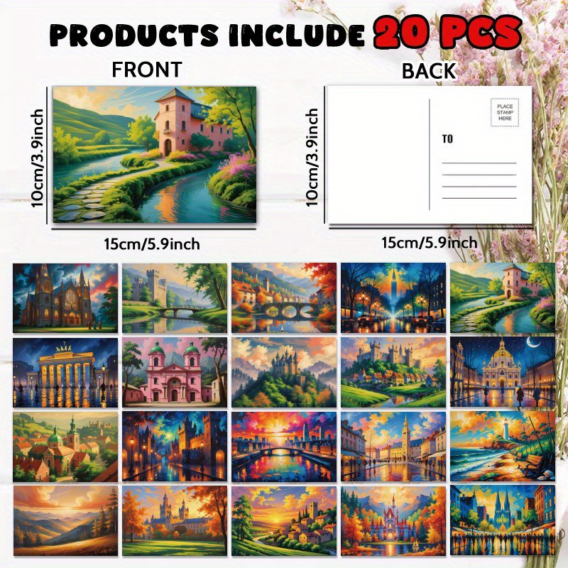 TEMU Set Of 20 Postcards Featuring Germany's , Including Castles, Churches, Cities, And Nature. A Gift For , Perfect For Celebrations, Birthdays, Or
