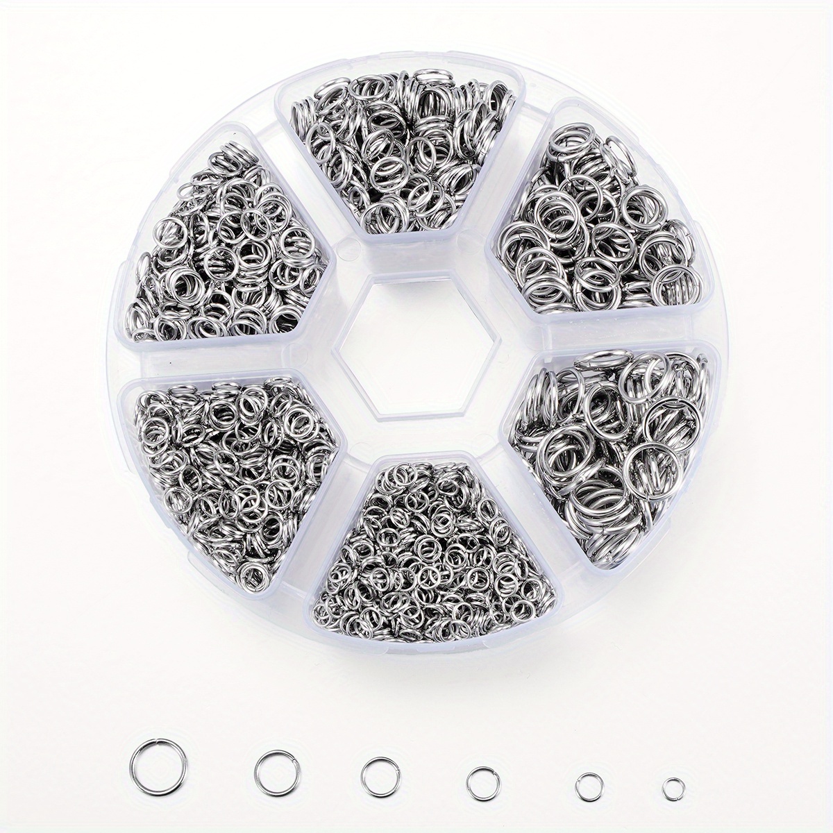 Image of 1760pcs O-ring Connector Stainless Steel Open Jump Ring Suit 304 Stainless Steel Jump Ring For Diy Handmade Bracelet Earring Necklace Connector, 4/5/6/9/10mm