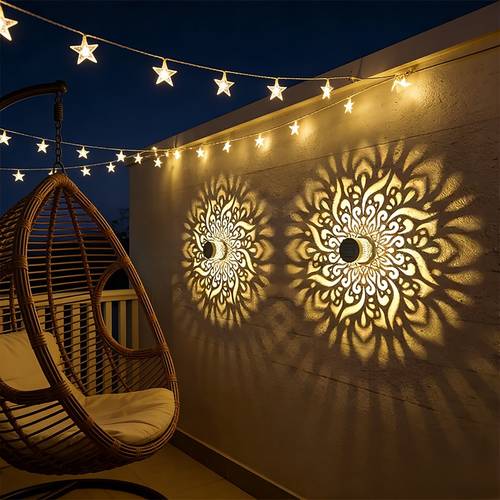 1 piece solar mandala outdoor wall light ip65 solar wall lamp fence light and garden light suitable for outdoor wall decoration on stairs courtyards and gardens warm light festive party gift atmosphere light