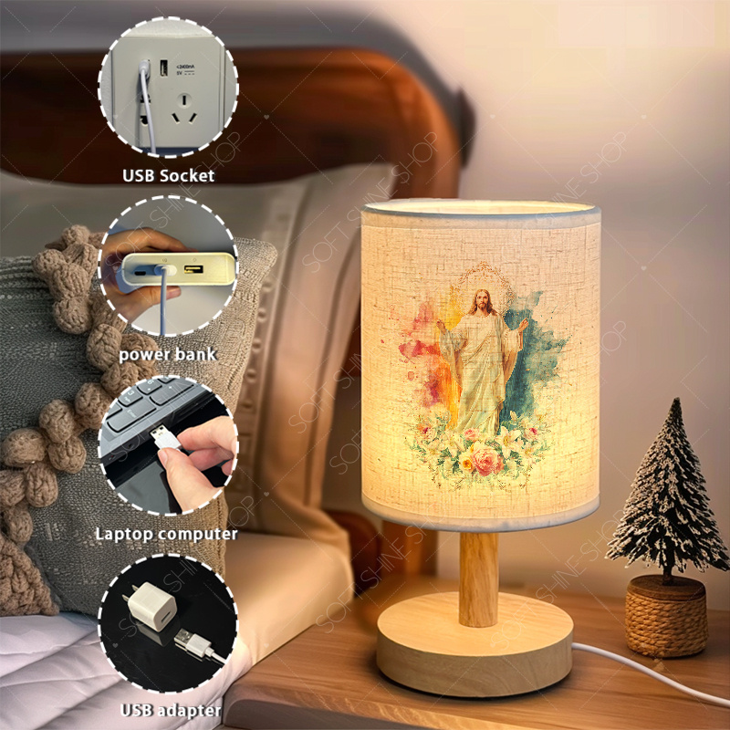 USB-Powered Modern Bedside Table Lamp with Upward Lighting