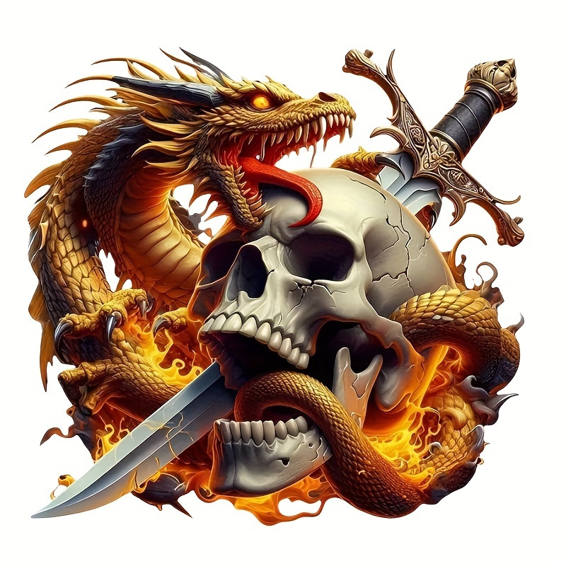 Image of Dragon & Vinyl Sticker - Waterproof Self-adhesive Pvc Decal For Laptops, Cars, Trucks, Motorcycles - , Vibrant Mythical Design, Ideal Gift For Fantasy Enthusiasts, Car Stickers Waterproof