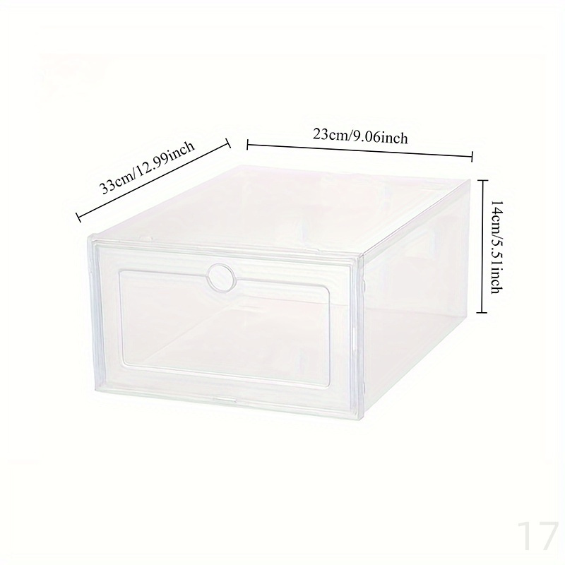 6 transparent stacking shoe boxes, made of transparent pet material, suitable for living room, bedroom and   shoe organizers details 4