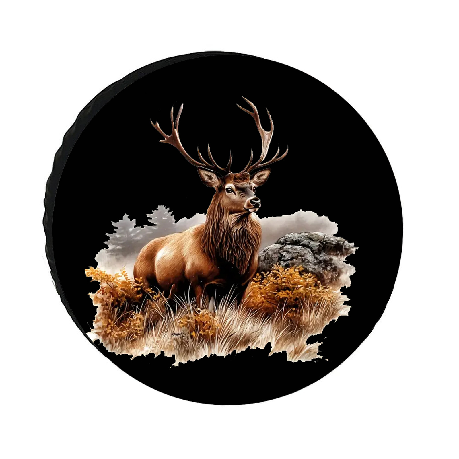 

Autumn Elk Design Spare Tire Cover, Fit Polyester Wheel Protector For Suv, Truck, Rv, Camper, Travel Trailer Accessories - Weatherproof Outdoor Use