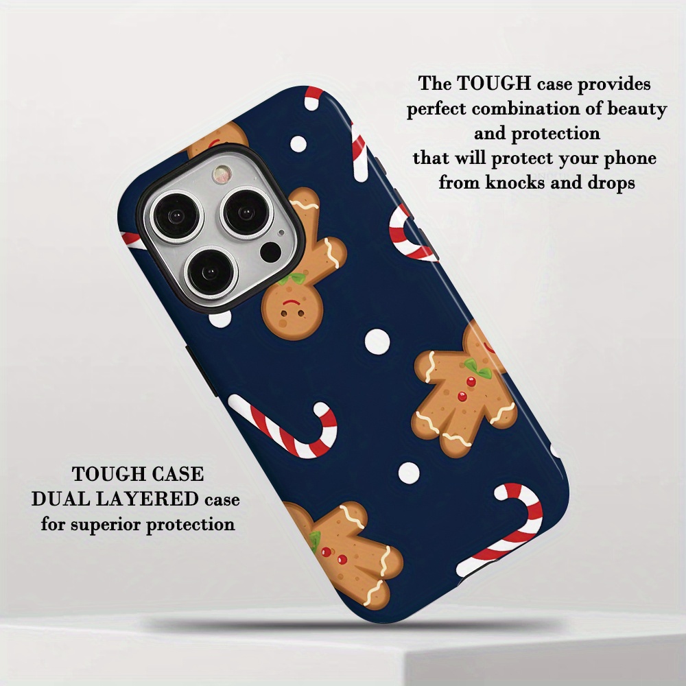 TEMU Phone Case - Cute Cartoon Pattern Of A Christmas Gingerbread Man On A -one Film Case, Designed For Tough, Dual-layer Protection. Durable And