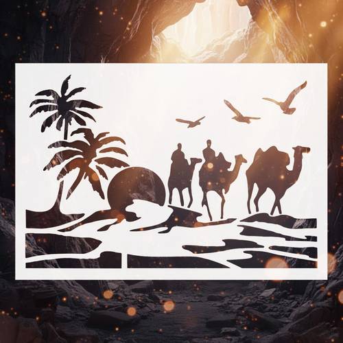 camles coconut tree stencil suitable for painting embossing scrapbooking with suitable for wood fabric wall photo albums card making themed template for diy crafts paper crafts albums