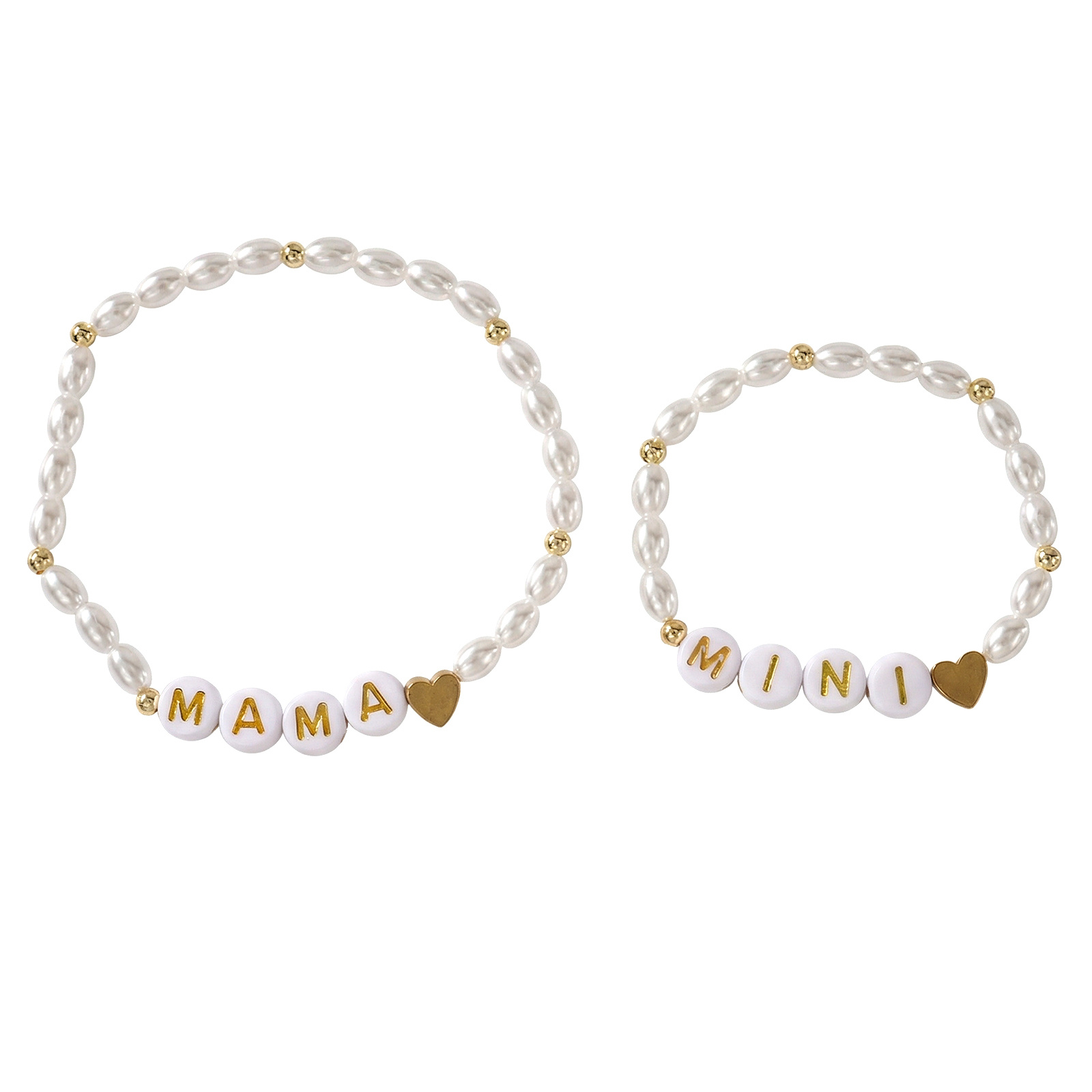 Image of 2pcs Women's Bracelet Set, Bohemian Style "mama" Letter And Bracelets, Mother's Day Gift, Fashionable And Versatile, Suitable For Daily Casual Wear And Gifting