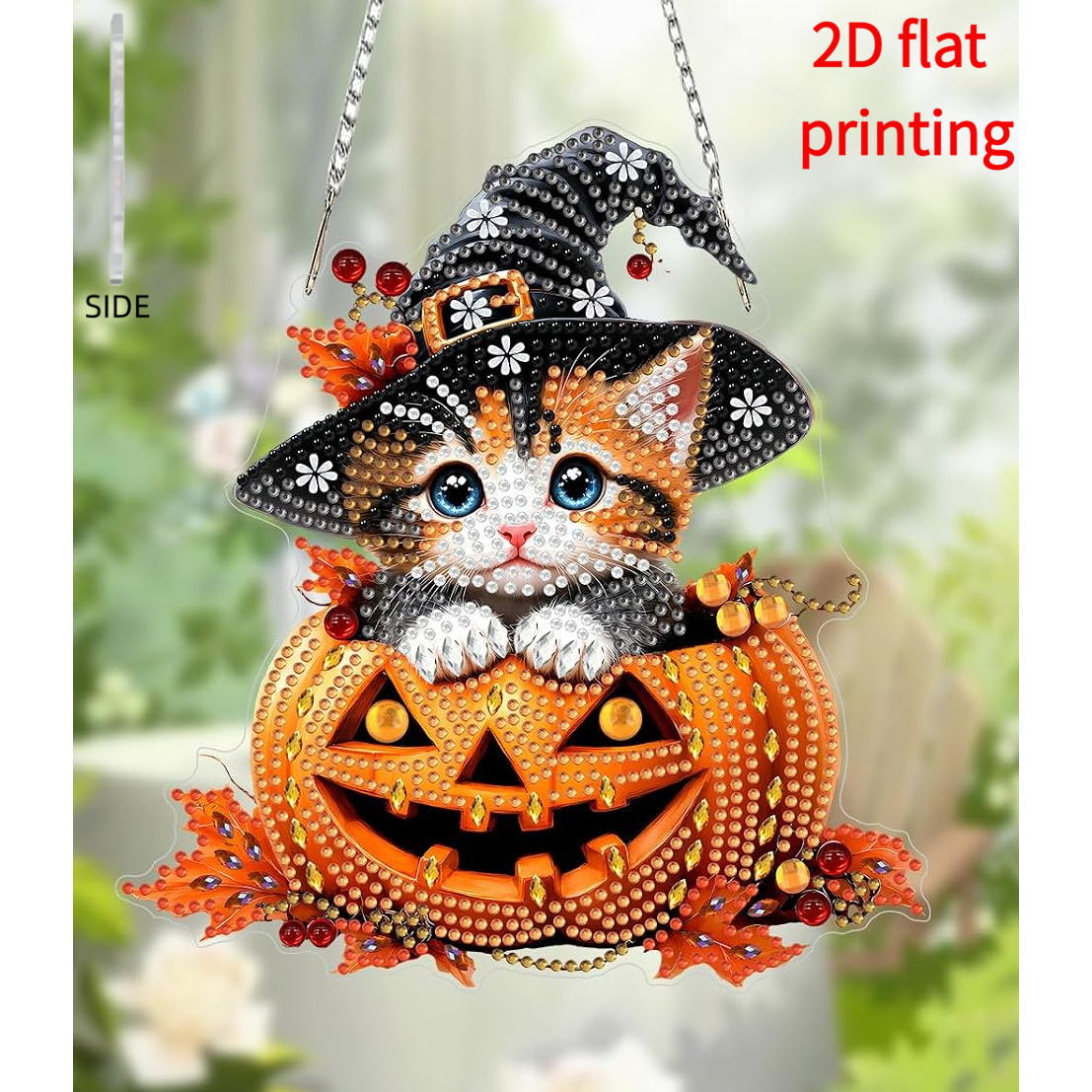 TEMU 2D Flachdruck, Niedliches Katzen-Diamant Malerei Hänge-Set für Erwachsene, Halloween Deko, Geeignet für Wanddekoration, Auch ein Geschenk für