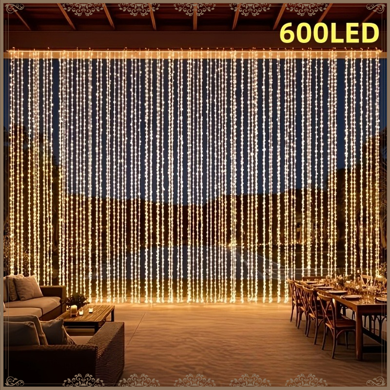 TEMU 600 Led Hanging Fairy Curtain Light String, 236.22in X 118.11in Usb Window Decor Lights, Magical Ambiance Lighting For Christmas, Halloween,