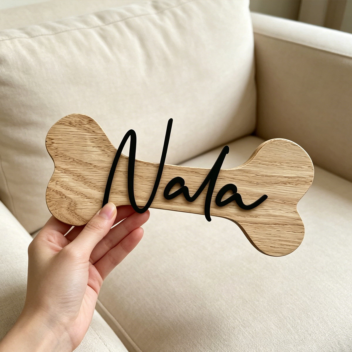 Custom Name/Text Dog Bone-Shaped Double-Layer Nameplate Board