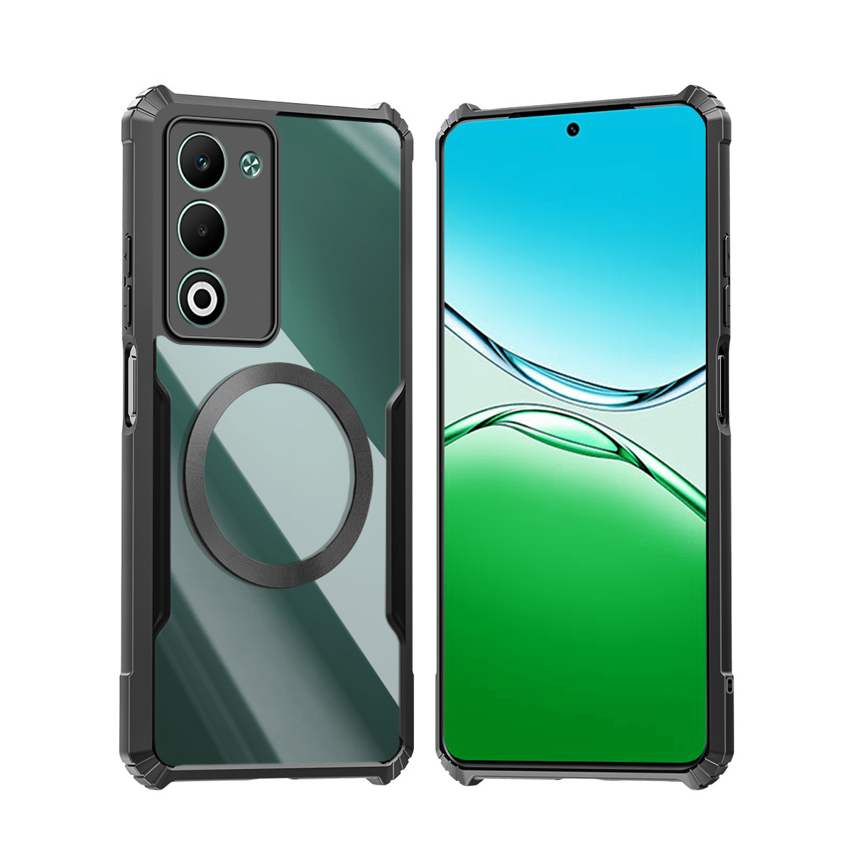 TEMU Phone Case - Cases For Oppo A5 4g/5g That Feature Magnetic , Shockproof Material, A Soft Cover, And A Transparent Acrylic Back For Camera