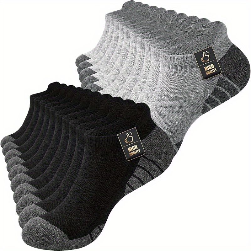 TEMU Double Men's Low-cut Comfortable Cushioned Casual Socks, Men's Socks