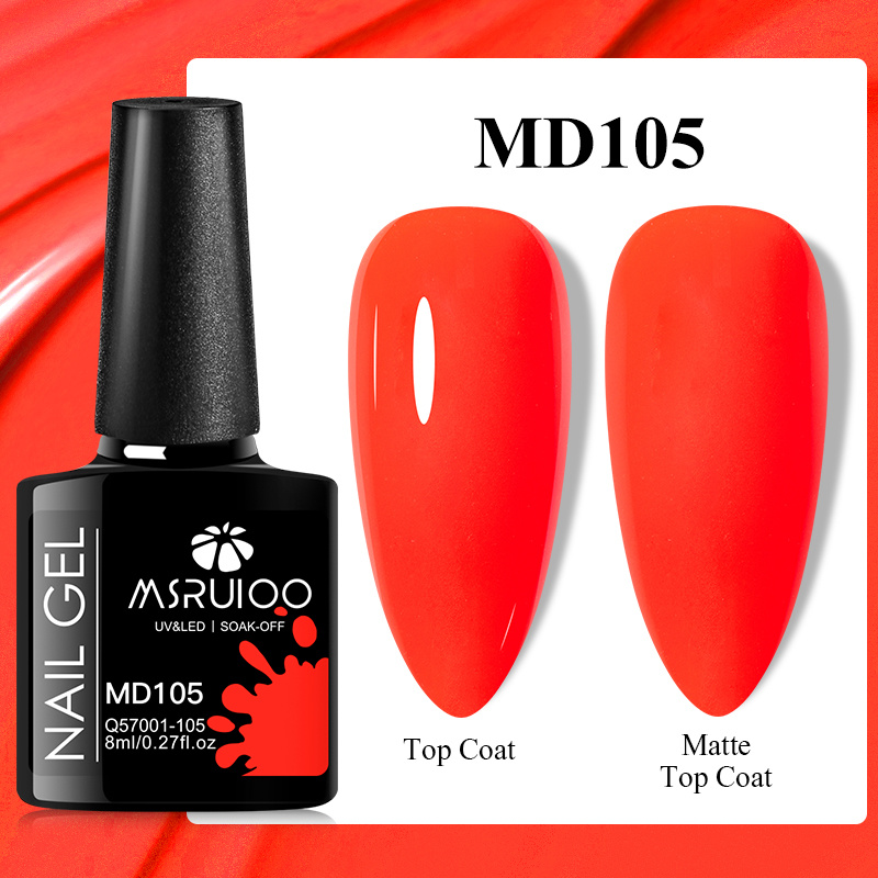 Image of Msruiioo 0.27oz Tomato Red Color Gel Nail Polish - Nail Art Solid Gel Varnish, Needed /led Lamp, For Nail Art, Daily Use-md105