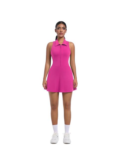 new arrival womens high waist fitted athletic dress set lapel dress running golf tennis yoga workout outfit