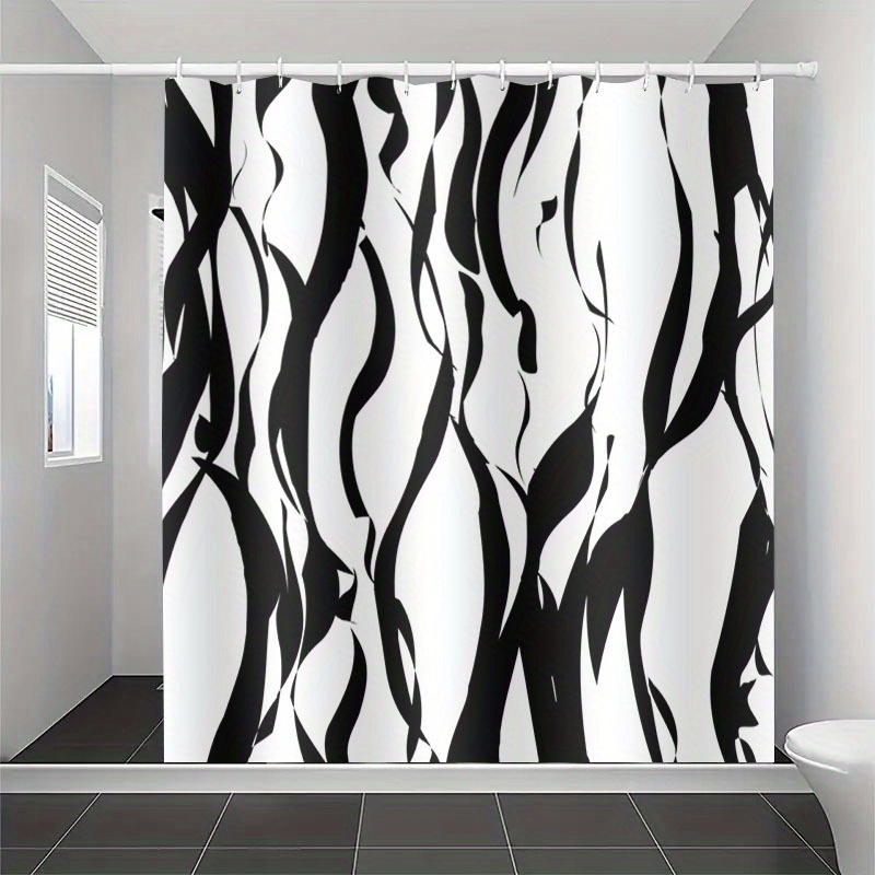 TEMU Pattern Printed Shower Curtain With Hooks, Windows And Walls, Bathtub, Bathroom Home Decoration, Shower Curtains Suitable For
