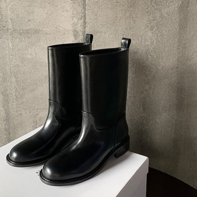 Womens Chunky Heel Ankle Boots Round Toe Zipper Closure