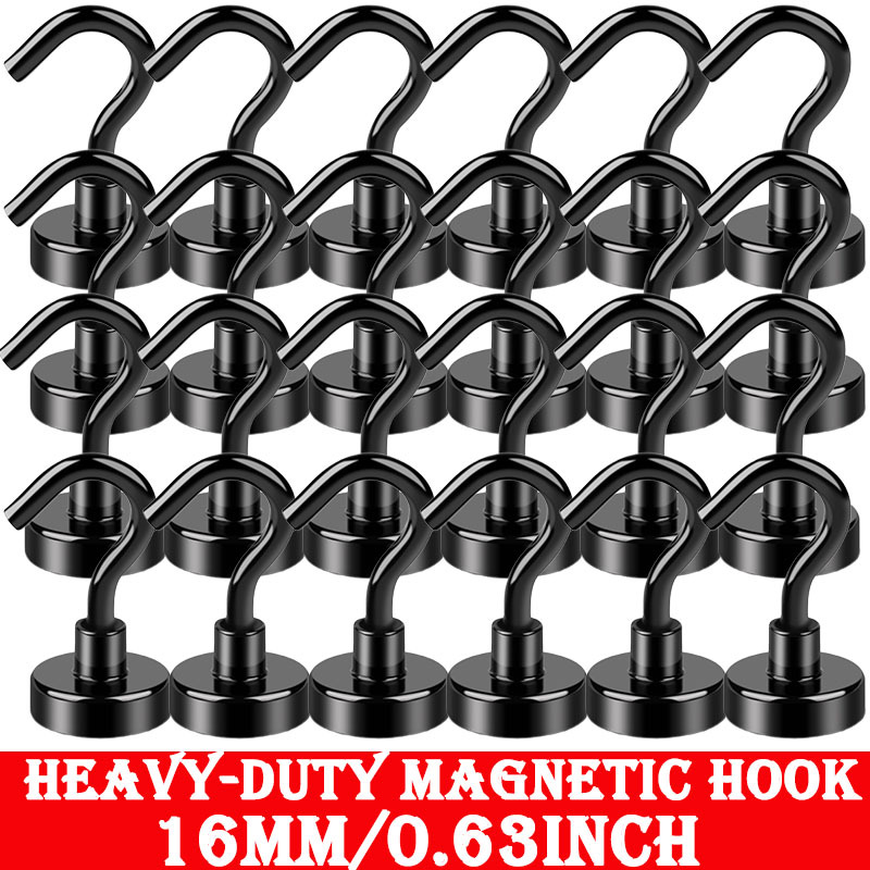 TEMU 2026 Magnetic Utility Hooks, 35lbs Refrigerator Magnets, Magnetic Hooks, Heavy-duty Magnetic Hooks, Suitable For Kitchen, Garage, Cruise Ship,