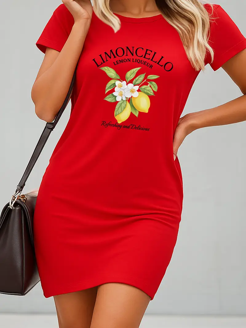 lemon t shirt dress Lemon Patterned T-Shirt Dress