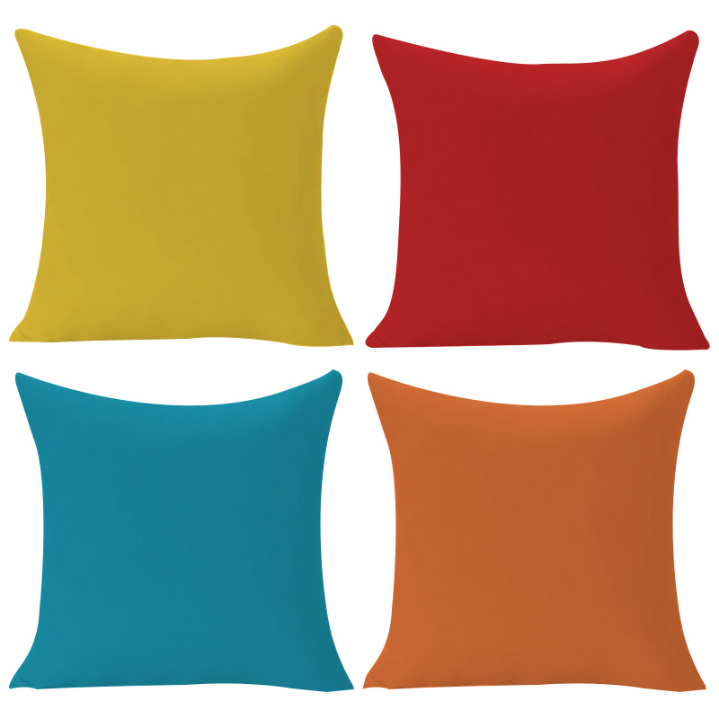TEMU Juego de 4 fundas de almohada de color liso con , diseño simple sin estampado, combinación , , azul y naranja, estilo versátil, varios tamaños