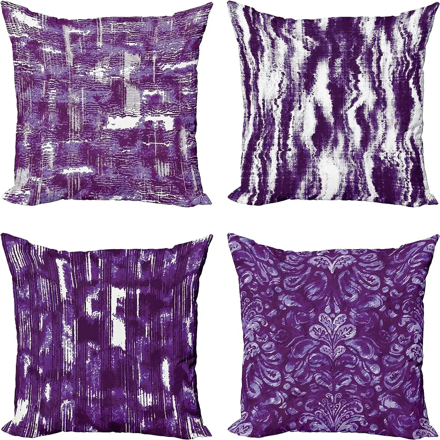 

4pcs Linen Vintage Pillowcase, Abstract Effect Modern Single-sided Cushion Cover, Blue And Purple Pillowcase