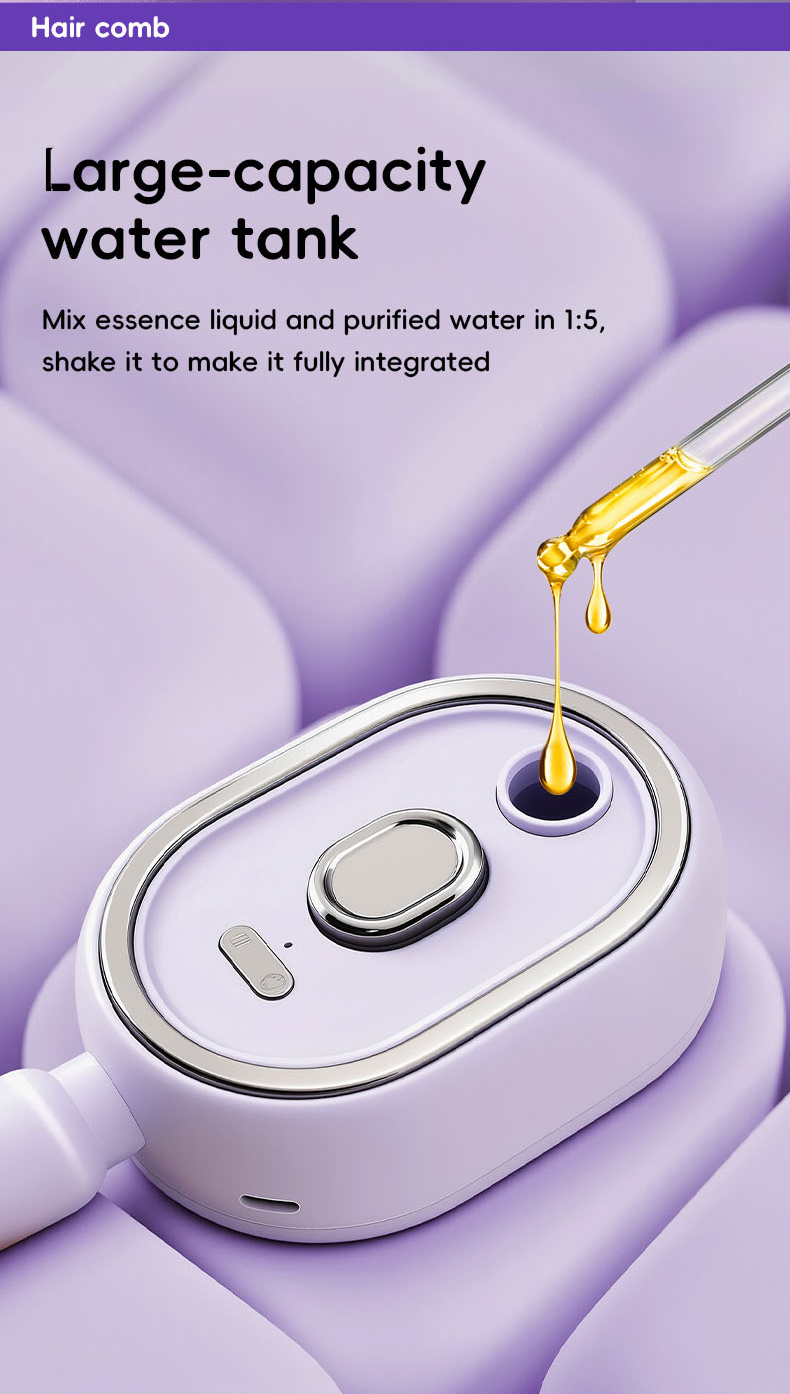 Cepillo de masaje multifuncional con luz roja y rociador, cuidado capilar antifrizz, depósito de agua grande, portátil, limpieza con un clic para cabello enredado, nutrición profunda del cuero cabelludo, regalo para novia en el Día de la Madre
