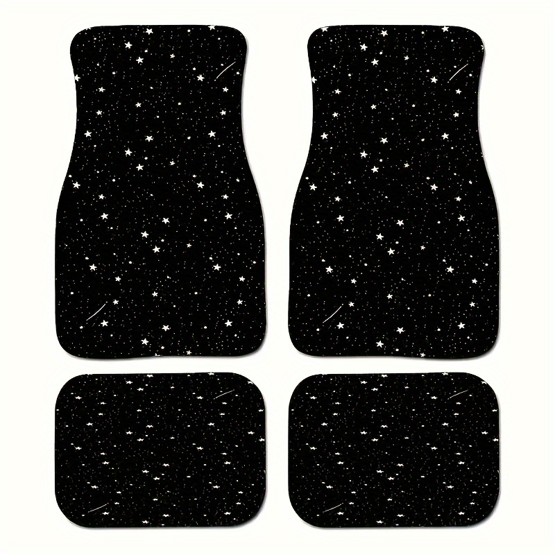 TEMU 4pcs Car Floor Mats With Gypsophila Design- - Perfect For Cars, Suvs, And More- Ideal Gift For Men And Women- Polyester Fiber Material, Car