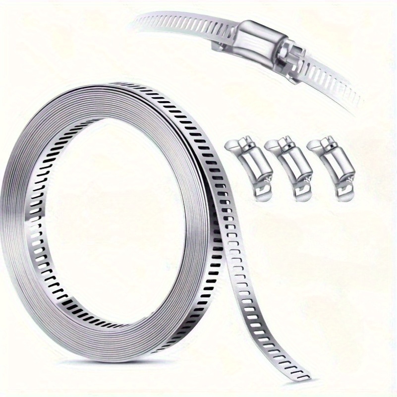 Image of 1 Meter Hose Clamp Made Of 304 Stainless Steel With A Full Tooth Design, Suitable For Securing Joints Of Water Pipes, Hoses, And Tubing