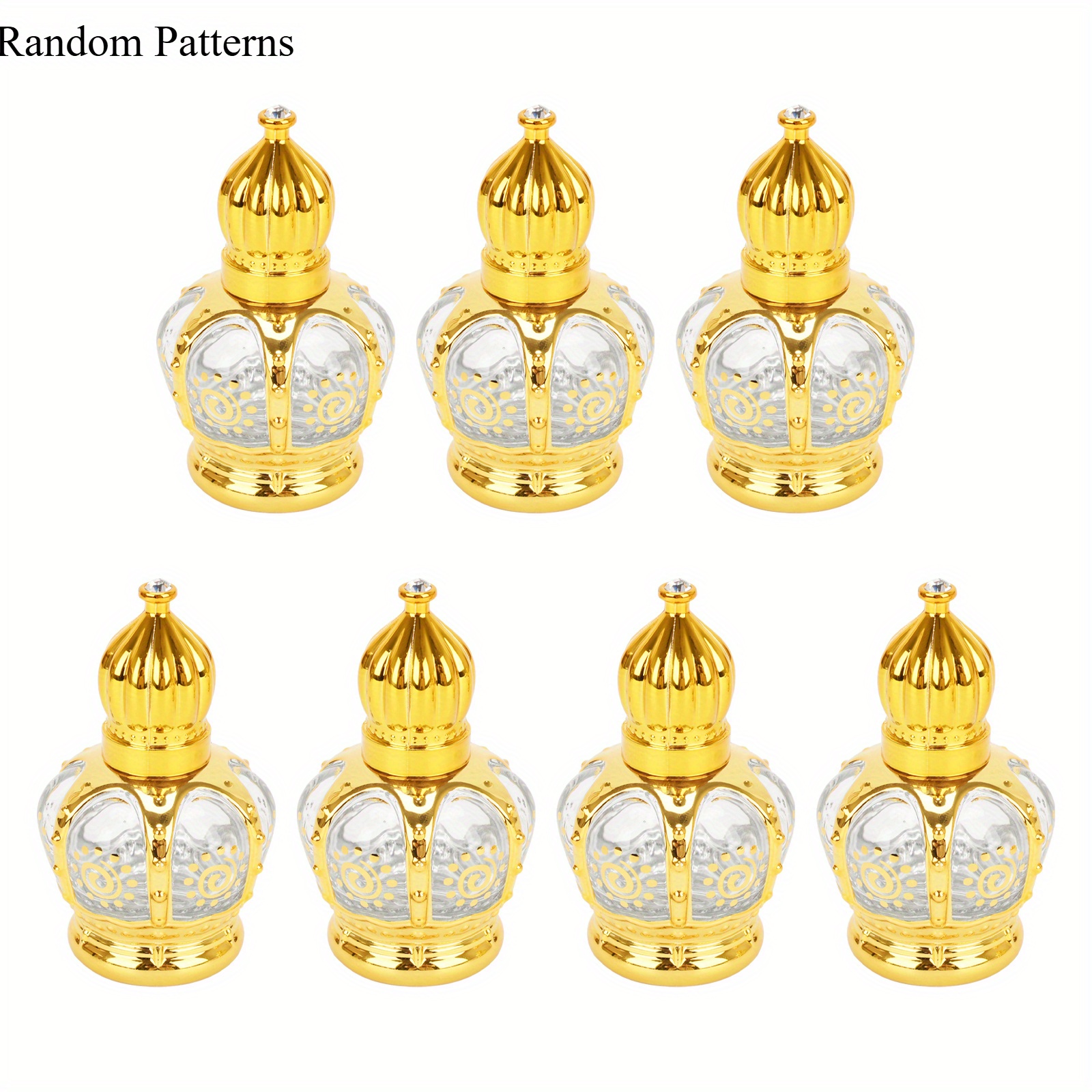 E-shop 7-teiliges/Set Luxus Goldene Ätherische Öl Roller Flasche | 15ml Nachfüllbare Parfümflasche, Glas , Nur Handwäsche, Runde Form
