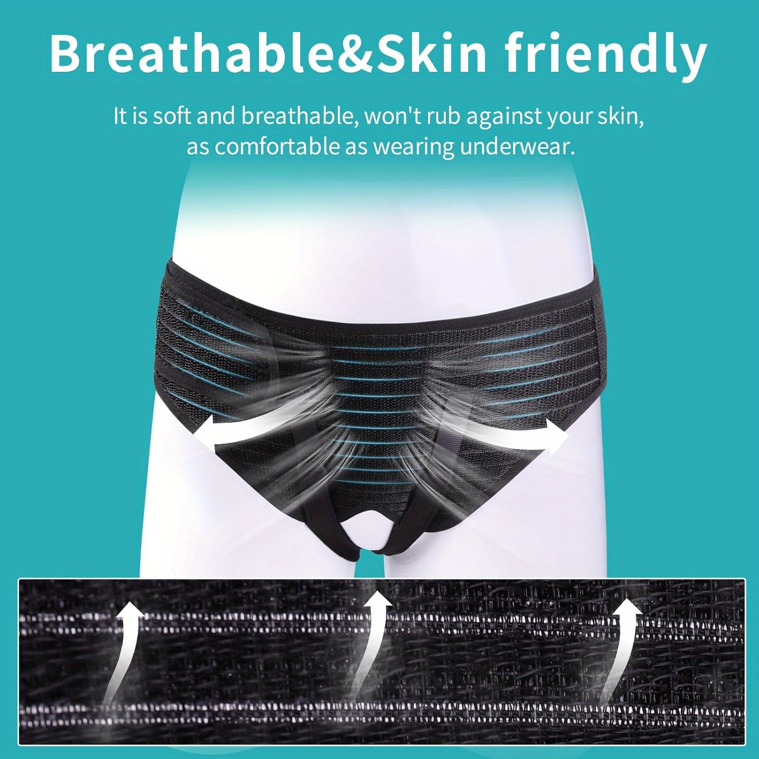 Men's Groin Support Belt, Adjustable Groin Support Belt for Men and Women, with 4 Pressure Pads, Single/double Groin Support (Black-M)