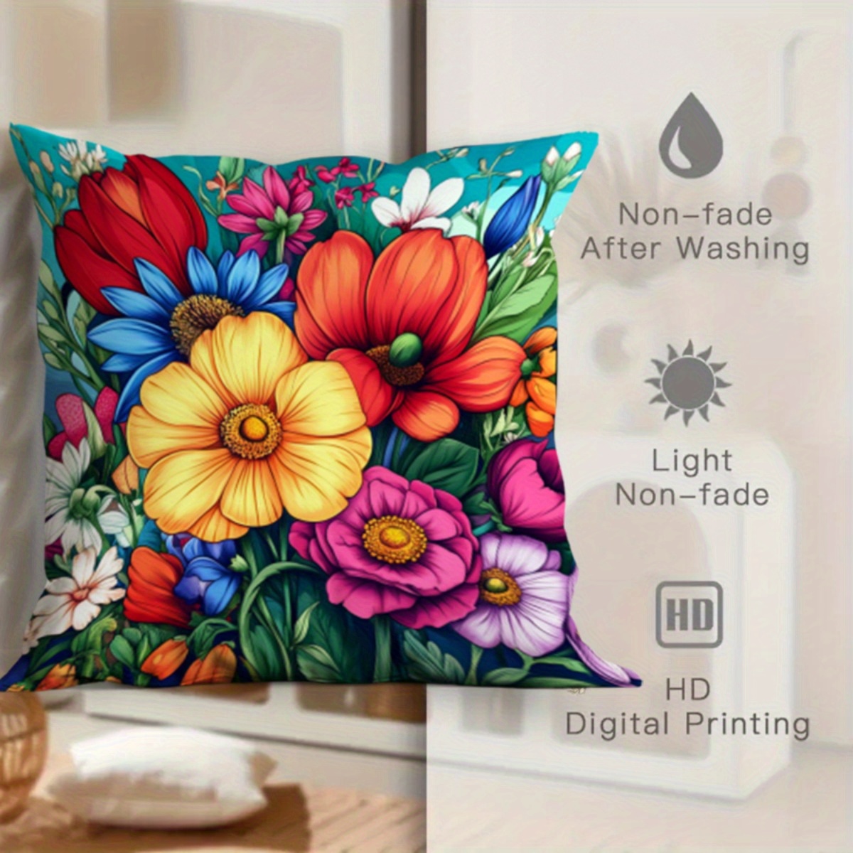 4pcs Set Vibrant Floral Print Outdoor Patio Sofa Cushions - Zippered Design, Machine Washable, Suitable for Summer Leisure and Seaside Decor, Outdoor Sofa Accessories | Vibrant Sofa Accents | Durable Outdoor Fabric