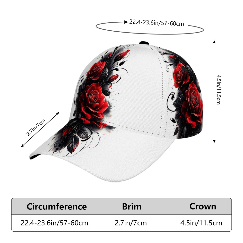 TEMU 1pc Red Roses Art Baseball Cap - Unisex, Casual And Stylish, Lightweight, Easy To Match, Great For Fitness, Parties And Outdoor Trips, A Smart