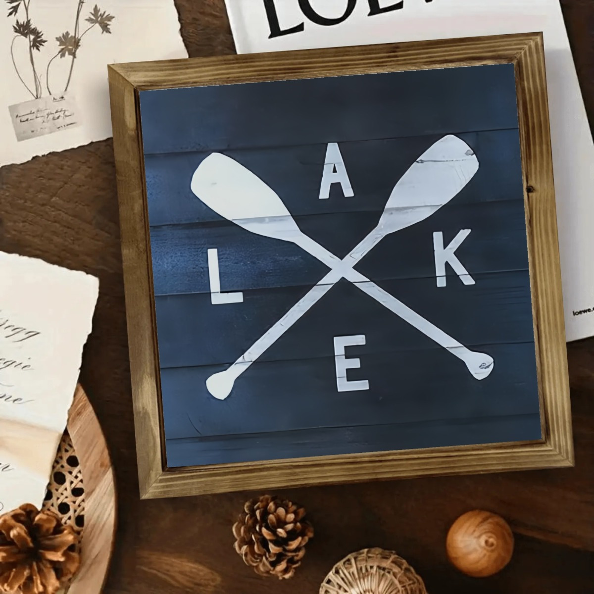 TEMU Plaque Murale en Bois sur le Thème du de 8x8 Pouces avec et Motif "" - Décoration Rustique pour Maison & Bureau en Bois Artificiel, Cadeau pour