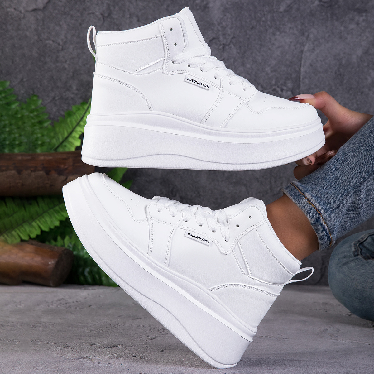 TEMU [sneakers] Djsunnymix Brand Women's Shoes Thick Sole Height Increasing Athletic Shoes New Women's Casual Athletic Shoes Light-colored Skateboard