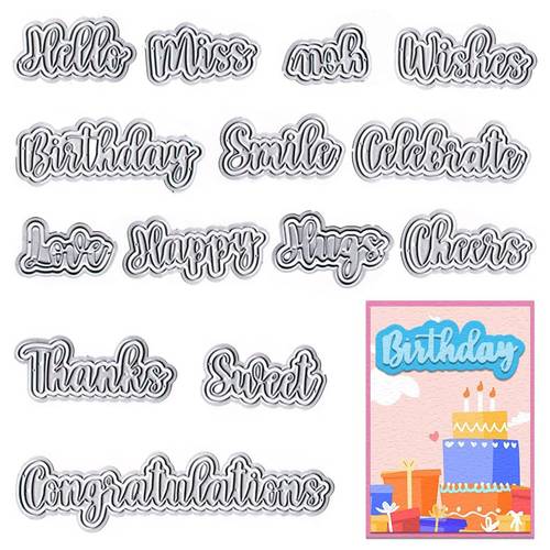 1pc metal die for cutting text ideal for greeting cards celebrating birthdays valentines day text shaping crafting molds decor and card creation