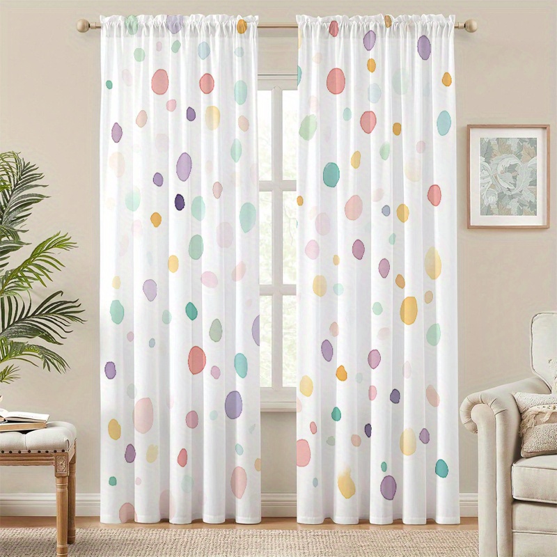 TEMU 2pcs Tende a luce design a colorati - Semi-trasparenti, lavabili in lavatrice, poliestere per camera da letto, soggiorno, sala da e decorazione