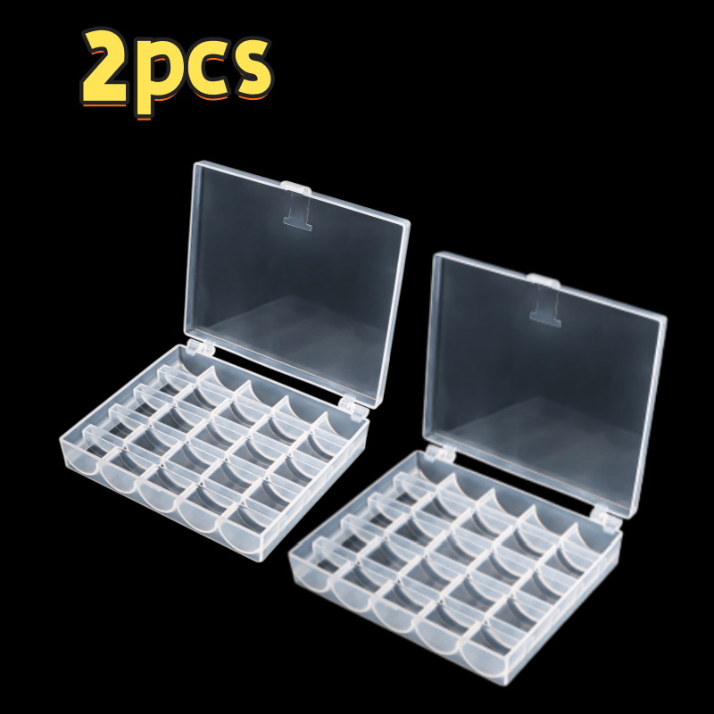 TEMU 2er-Set Spulen Aufbewahrungsbox, Transparente 25-Slot Leere Spulenbox, Staubdichte Nähprozess Aufbewahrungsbox, Sortierte Aufbewahrung, Geeignet