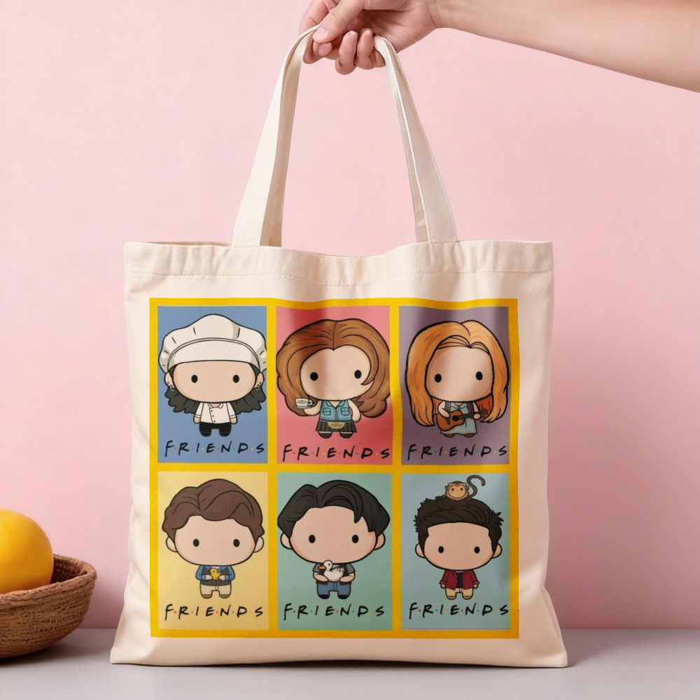 TEMU 1pc Tv Show Themed Tote Bag - 35cm X 40cm, Reusable Grocery Shopping Bag, Daily Use, Commuting, School, And Gift Giving, Reusable Shopping Bags