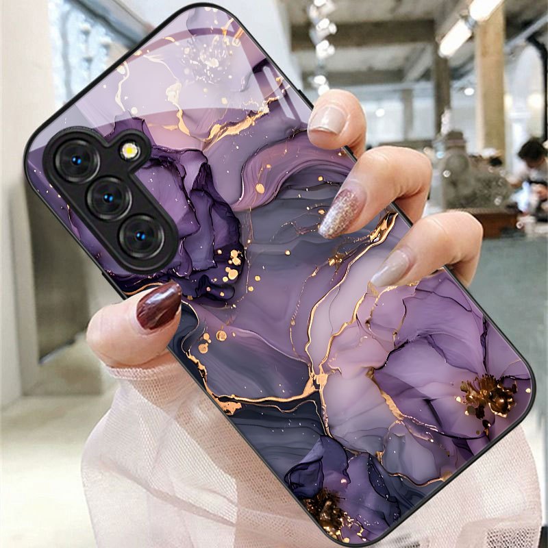 TEMU Custodia per telefono - Custodia viola con bordo stampato per Samsung Galaxy