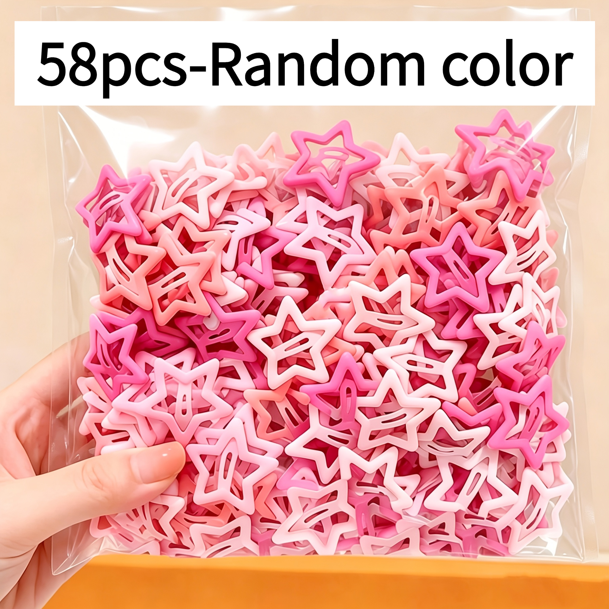 TEMU 58pcs- New Random Sweet-colored Star Hair Clips, Trendy And Fashionable Decorative Additions, The Best Hair Accessory For Music Festivals,
