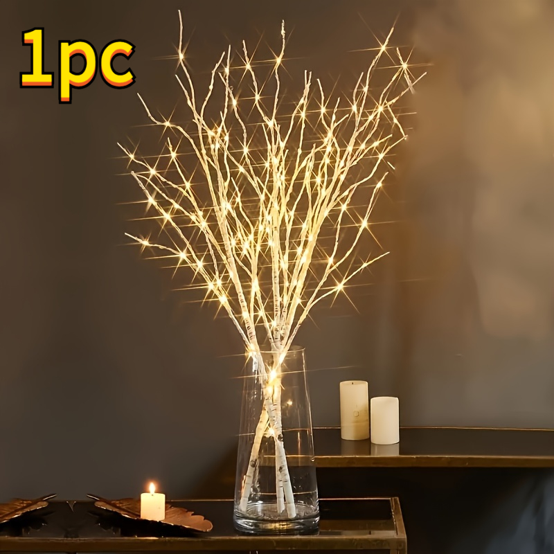 TEMU 1 pièce Branche de bouleau lumineuse décorative à piles : Branche d'arbre artificielle simulée, convient pour la décoration intérieure, de