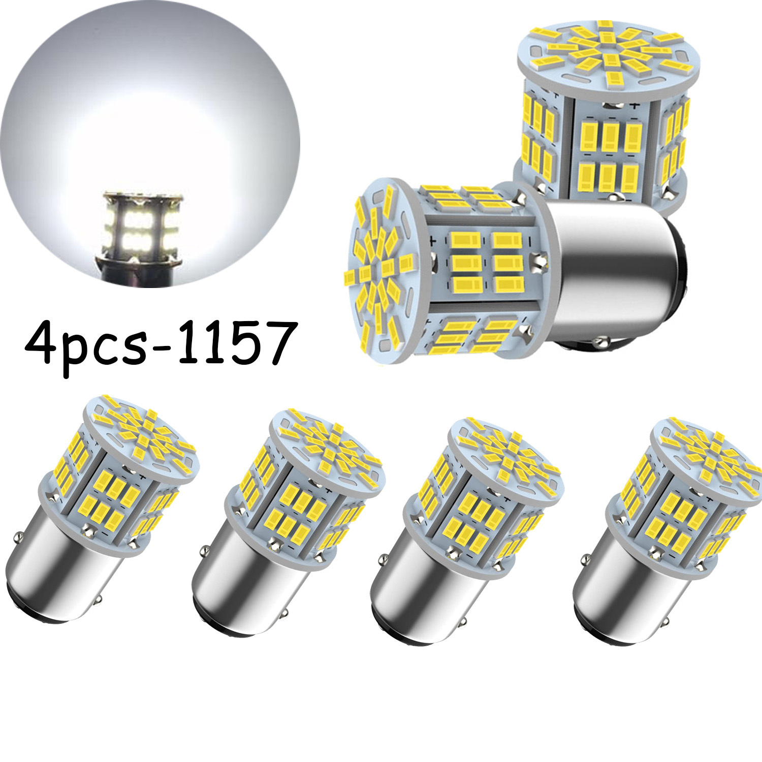 TEMU 4pcs 1157 Car Led Light Bulb, 12v 1157 7528 2357 2057 Bay15d Led Light Bulb For Car Rv Trailer Boat, 54smd 3014 White Light