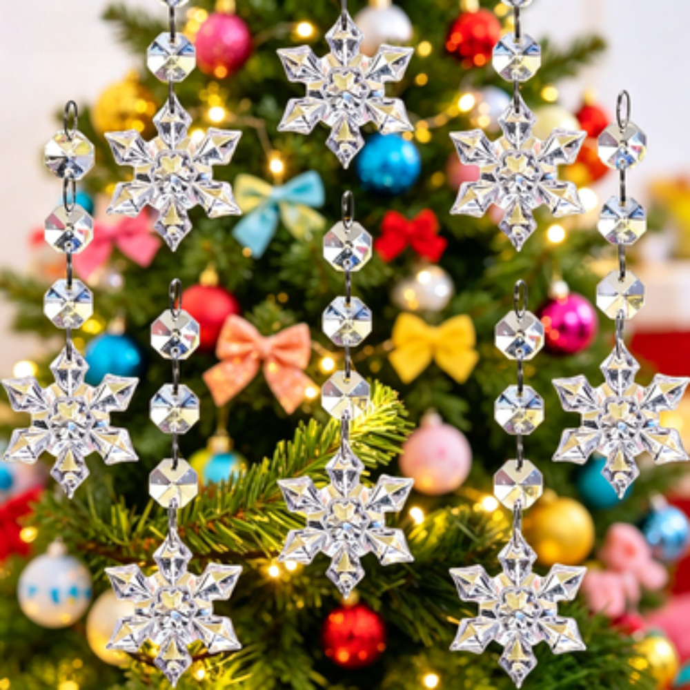 TEMU 10 pezzi di ornamenti per albero di Natale a forma di di trasparenti, ciondoli scintillanti in acrilico con di perline, decorazioni invernali da