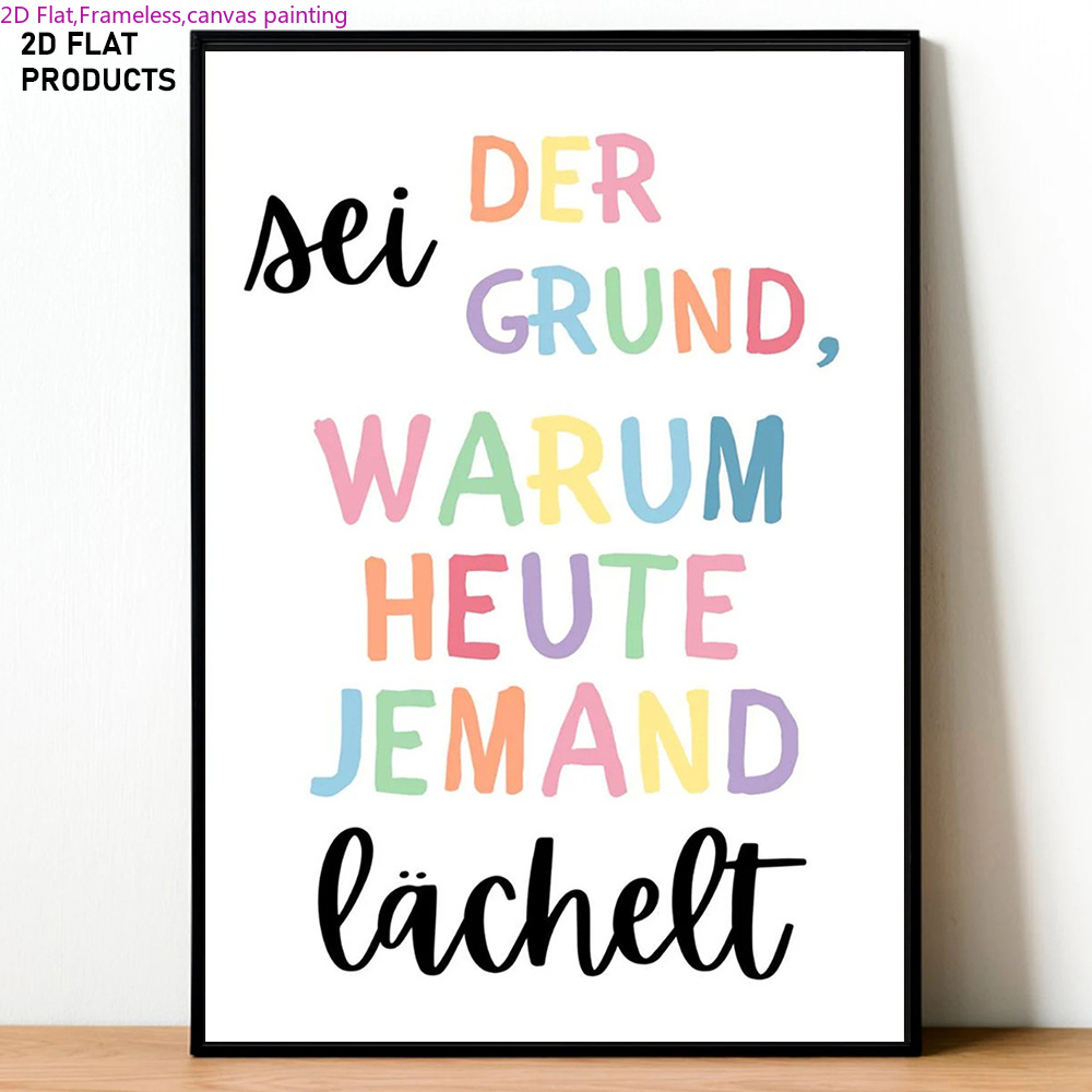 TEMU 2d Flat, Posters&prints,2d Flat,multiple Sizes ,frameless,1pc,1pcs German Language Poster "why " - Modern Bohemian Wall Art For Classroom &