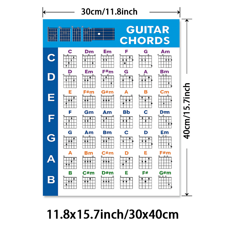 TEMU 1pc Unframed Guitar Learning Poster, Easy Reference Wall Art, Chord Diagrams Wall Decor, Minimalist Posters, Canvas Artwork, Music Education Art