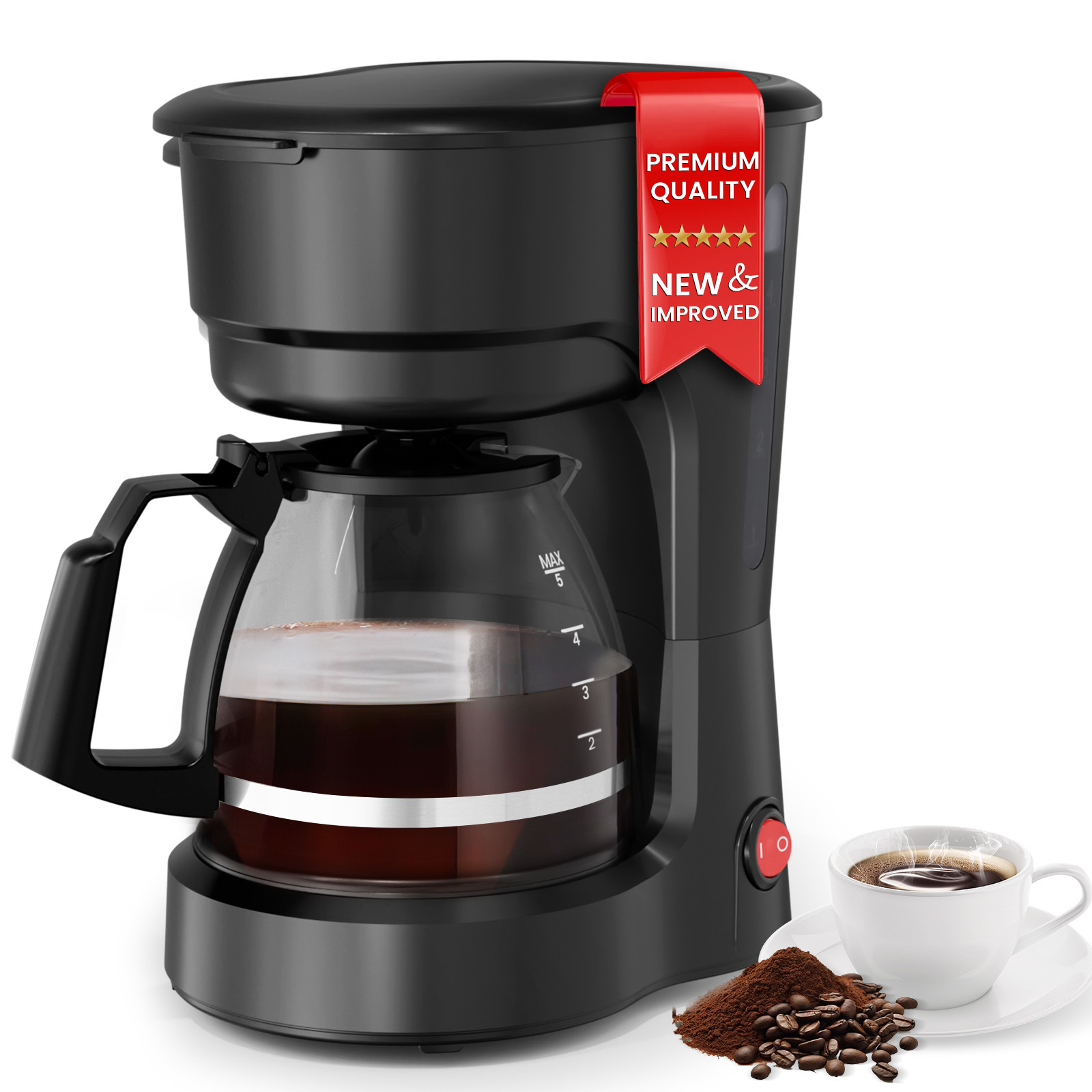 TEMU 14-cup Portable Drip Commercial Espresso Machines & Coffee Makers, 700w Fast Heating With Coffee Strength Control, Energy-saving Auto Shut Off -