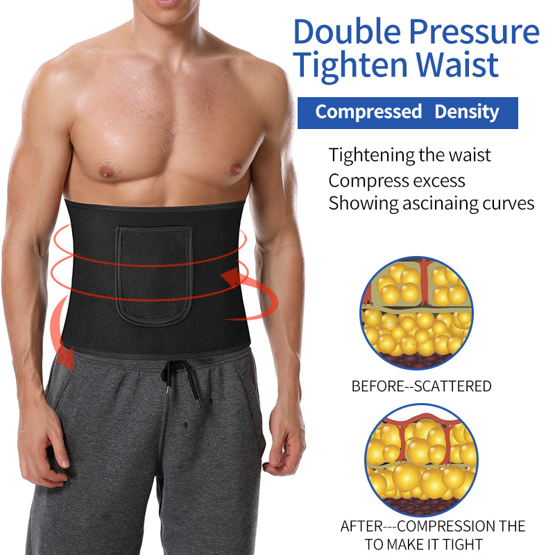 Men'S Sweat Sauna Belt Tummy Flattener Waist Trainer Thermal Body Shaper